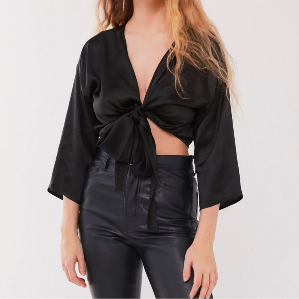 Urban Outfitters Satin Tie Front Top